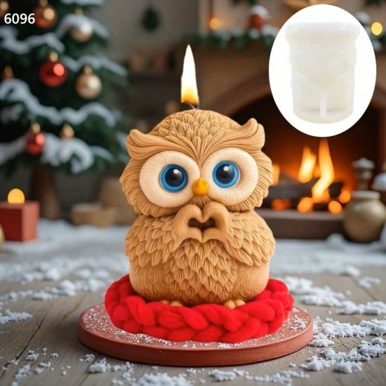 YY6096 Kalp Yapan Baykuş Mum-Biblo Silikon Kalıp